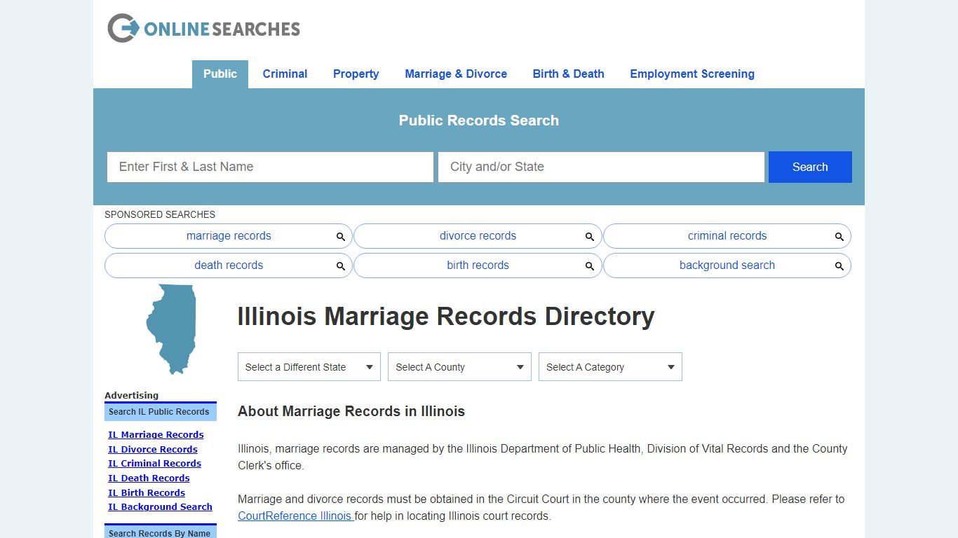 Illinois Marriage Records Search Directory - OnlineSearches.com