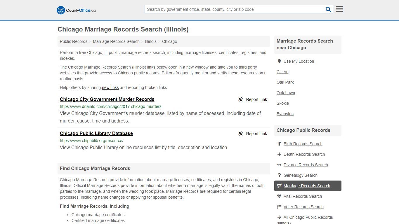 Chicago Marriage Records Search (Illinois) - County Office